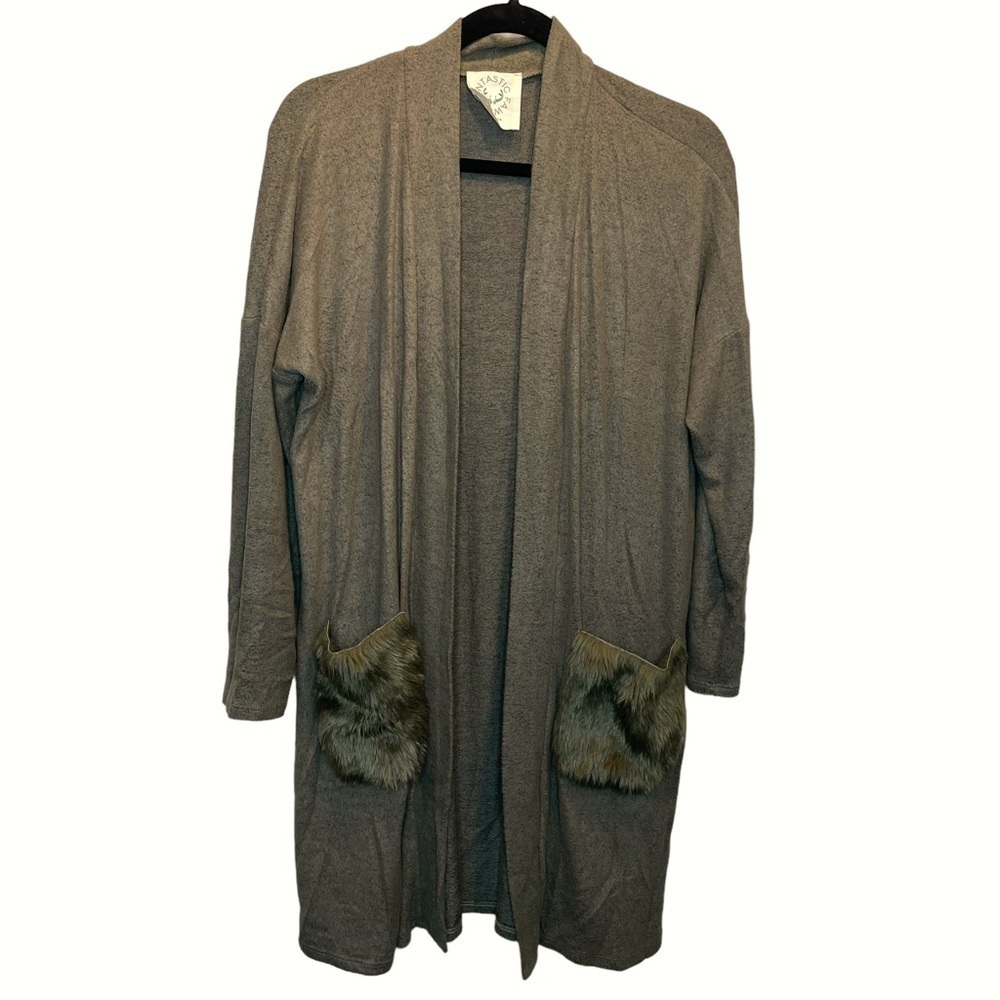 Fantastic Fawn Open Front Olive Green Cardigan Small